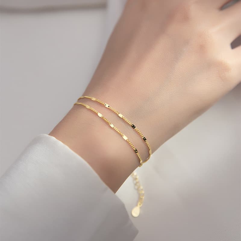 S925 silver simple small fresh double layer bracelet lady temperament niche sweet design hand jewelry
