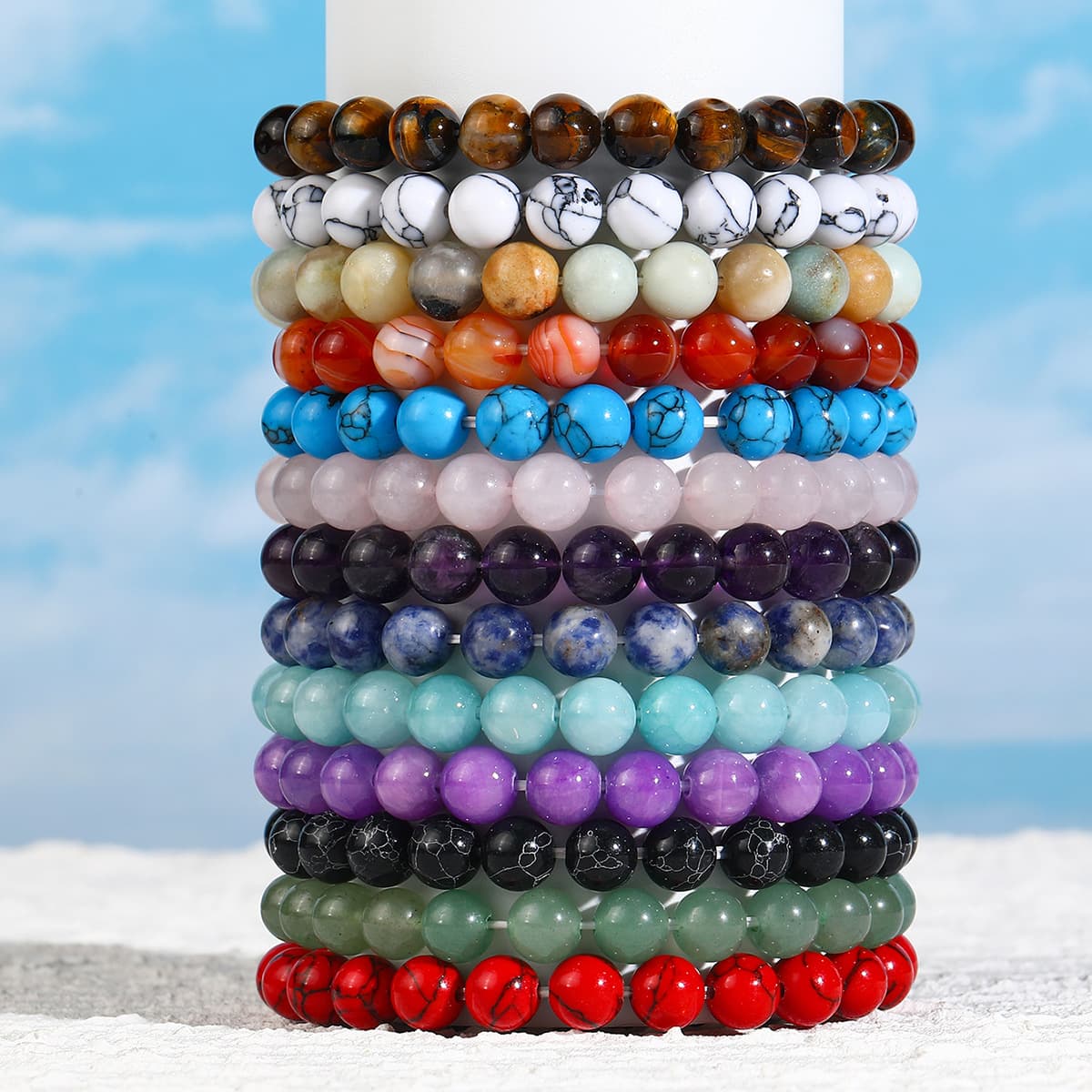 8mm crystal bracelet hit agate green aventurine natural stone beaded bracelet tiger eye stone bracelet