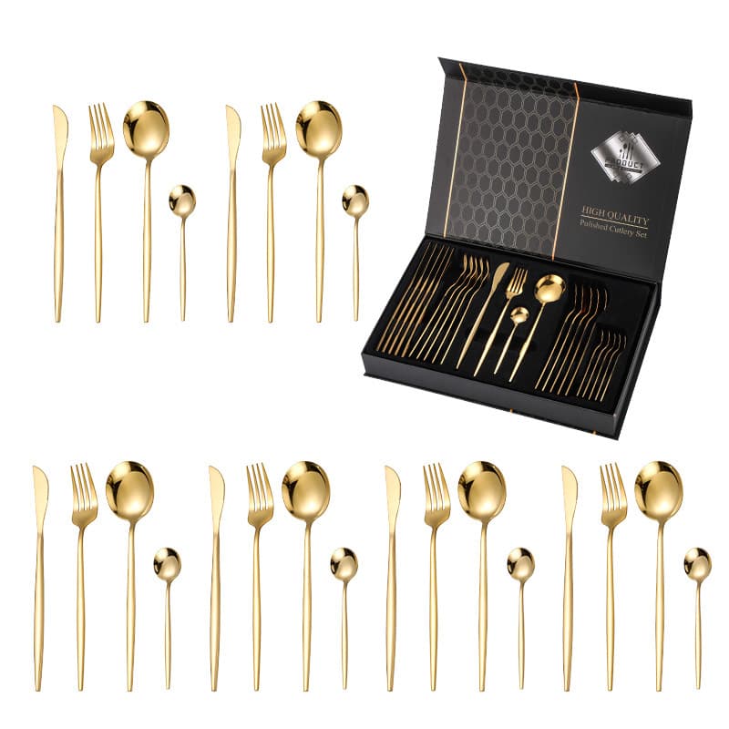 Stainless Steel Cutlery 24 Piece Set Portuguese Western Hotel Steak Knife Fork And Spoon Gift Box Set
