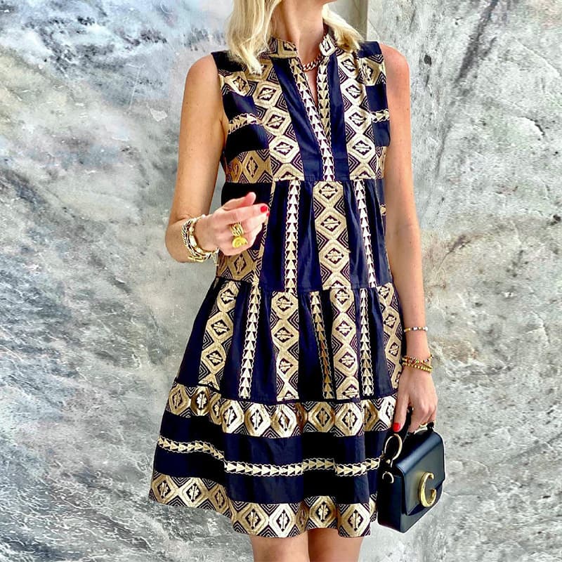 Women's Clothing Casual Tank Dress Printed Sleeveless Dress