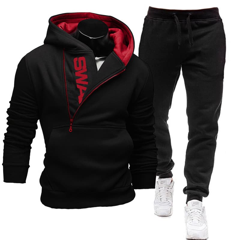 2023 Tracksuit Men 2 Pieces Set Sweatshirt + Sweatpants Sportswear Zipper Hoodies Casual Mens Clothing Ropa Hombre Size