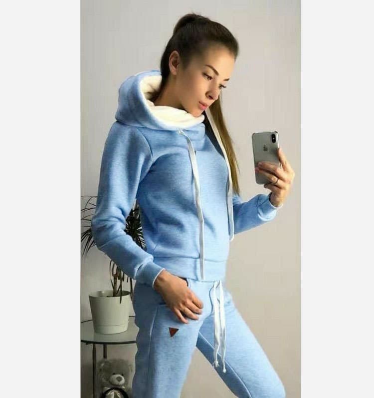 Women's Autumn And Winter Popular New Fleece Fashion Leather Stamp Casual Sports Suit Sweatshirt
