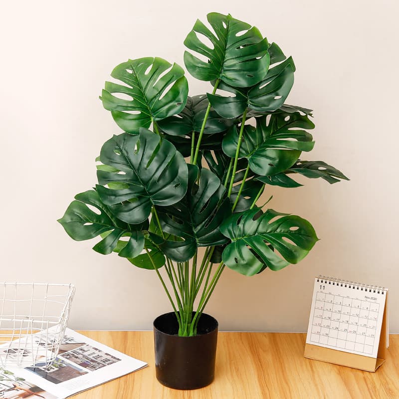 Simulation plastic 18 head turtle leaf living room decoration potted green plant background wall flower arrangement green artificial turtle leaf