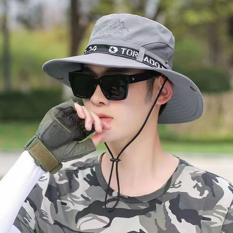 Men's Large Brim Face-shading Fishing Hiking Summer Men's Sun Protection Hat, Foldable