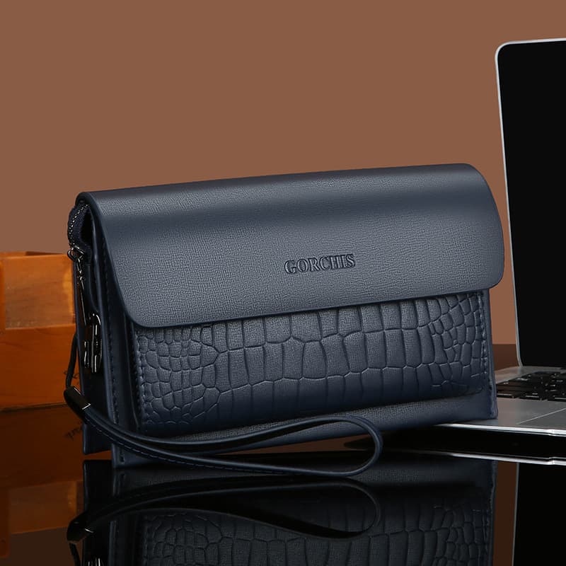 New Password Lock, Crocodile Pattern Handbag, Wallet With Multiple Card Slots, Trendy Men's Bag, Soft Leather Clutch Bag