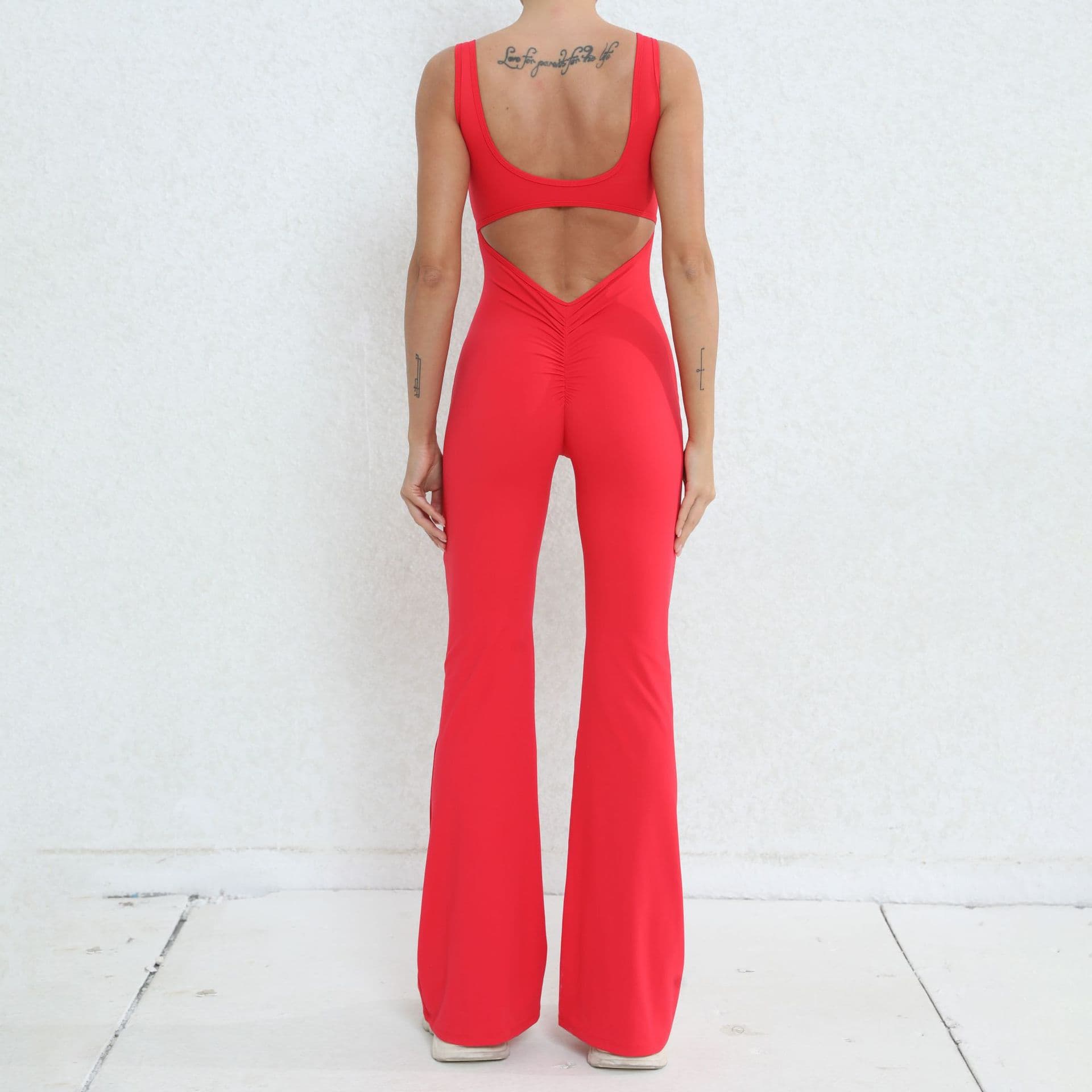 Women's Clothing peach hip-lifting flared one-piece yoga suit fitness hollow beautiful