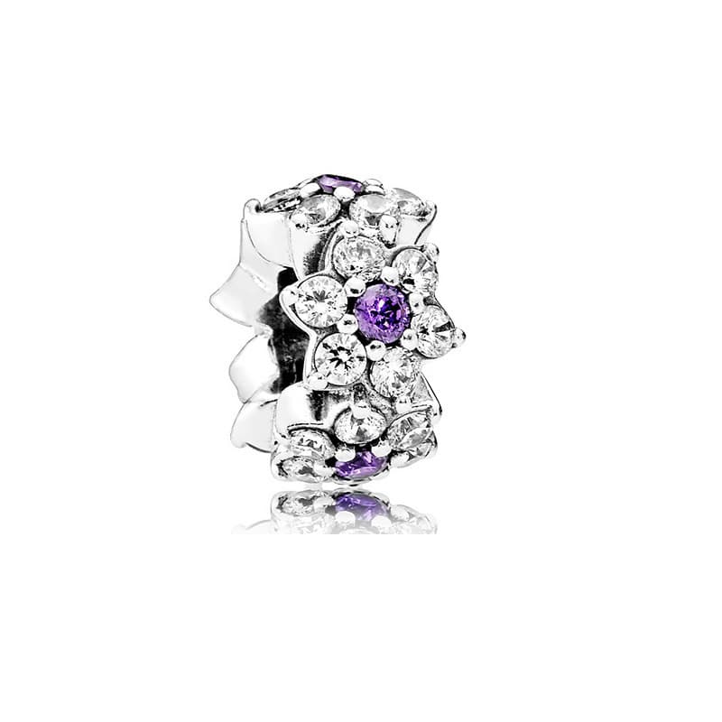 Dora white copper plated silver magnolia beads crown ice spiral fixed buckle string DIY accessories beads