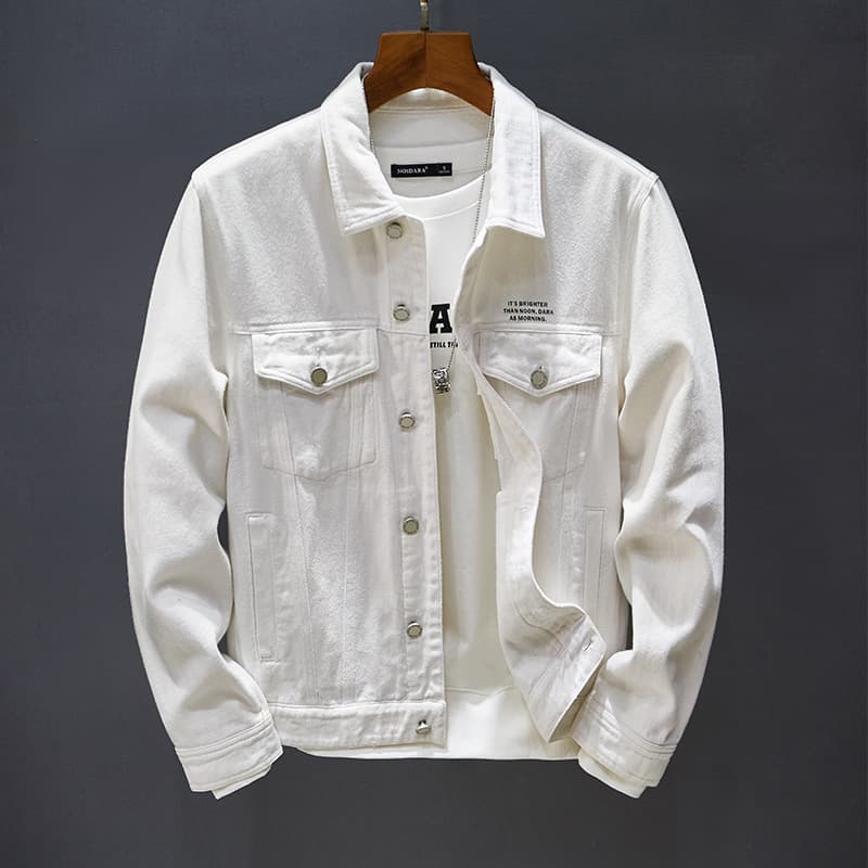 Men's Clothing new men's jacket solid color trendy denim clothing casual slim denim jacket men
