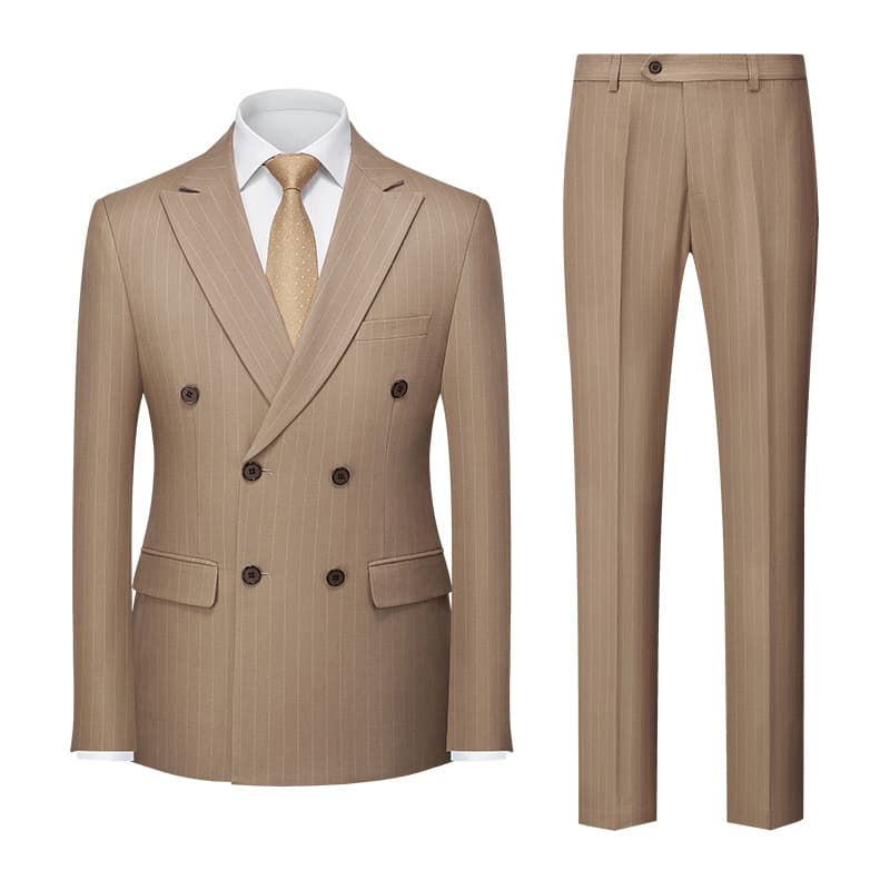Men's Clothing Striped Suit Two Piece Men's Double Slit Suit Set