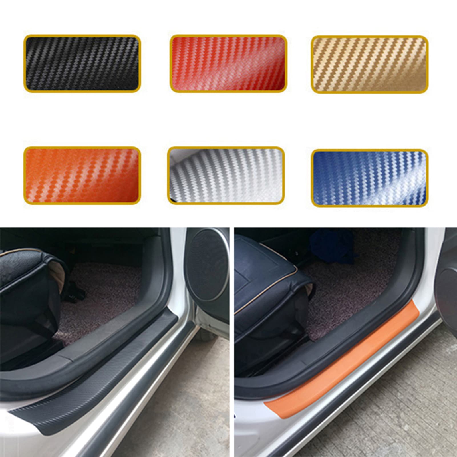 Yuanmheng Car Door Sill Sticker Universal Anti Scratch Carbon Fiber Self Adhesive Car Door Decal for Car