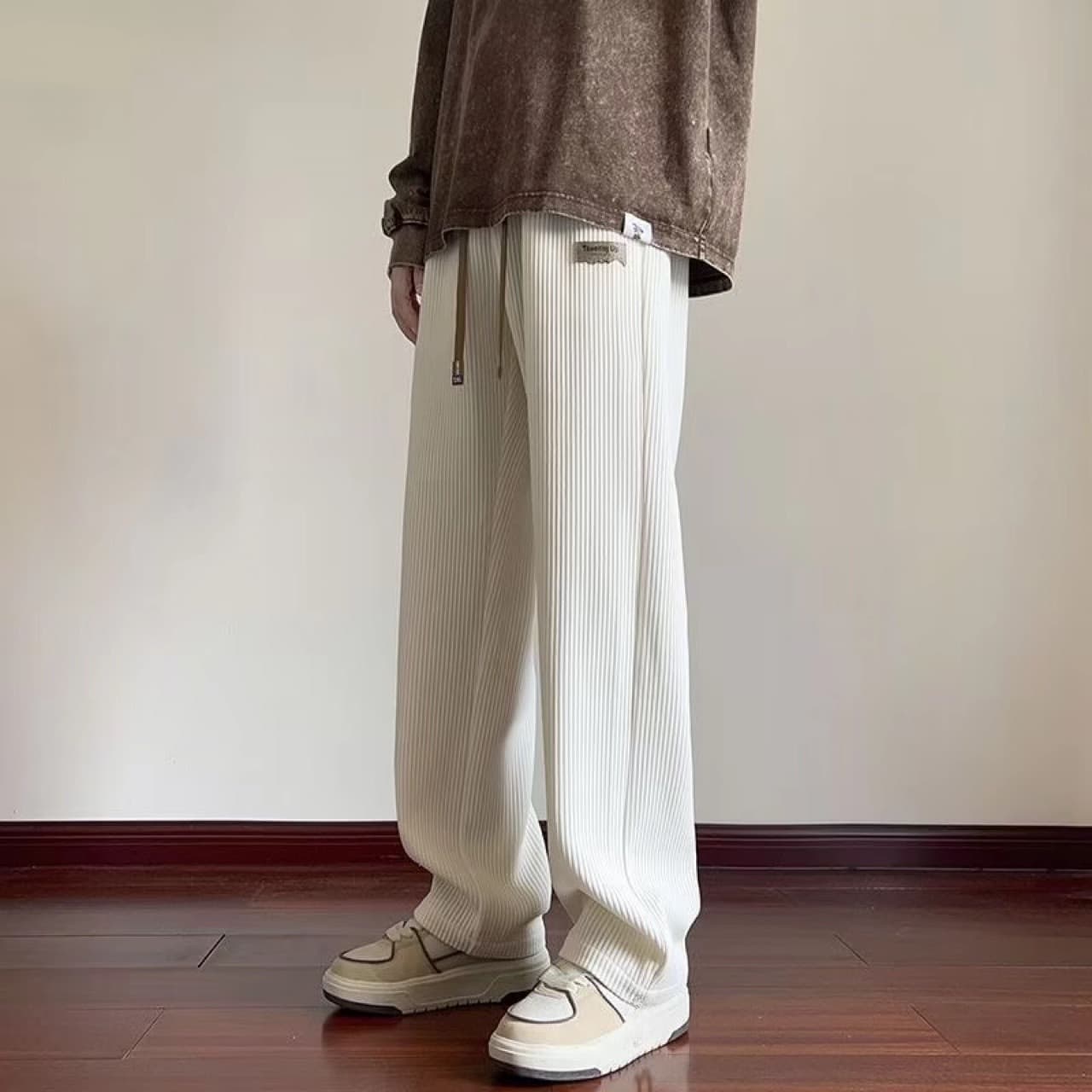 Men's Corduroy Casual Pants – Relaxed Straight-Leg Joggers For Spring & Fall (M-5XL) – Soft Ribbed Texture With Drawstring Waist