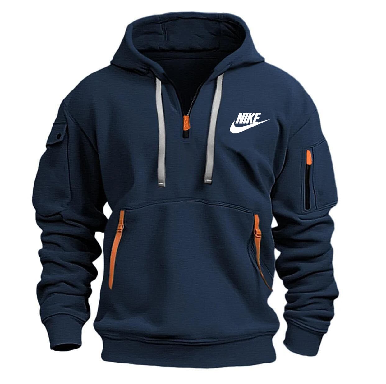 Sweat à capuche pour homme, printemps et automne, fermeture éclair, multi-poches, imprimé marée, veste de sport et décontractée pour homme