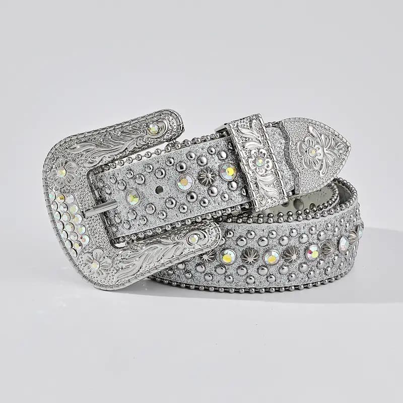 Rhinestone Belt Western Cowboy Cowgirl Shine Crystal Artificial Studded Luxury Strap Belts For Women