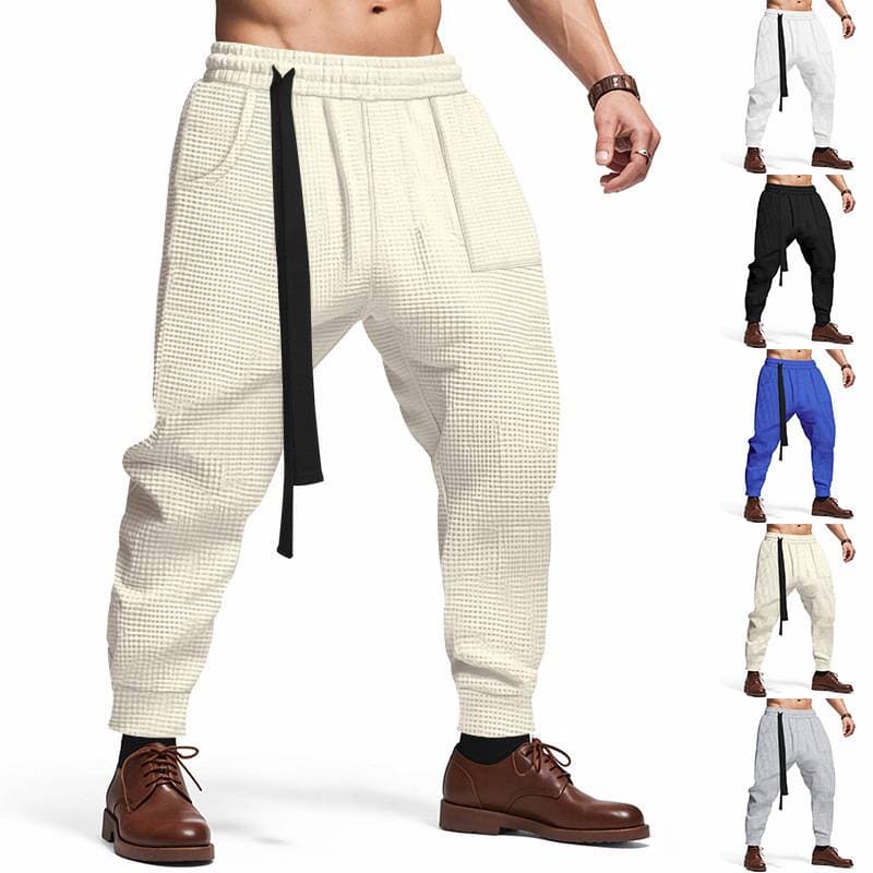 Men's Clothing Casual Pants Hip Hop Solid Color Youth Loose Wide Leg Cuffed Trousers