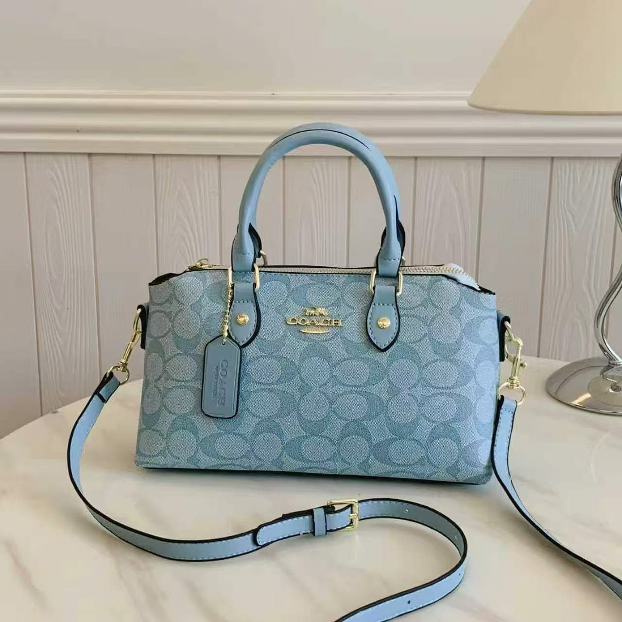 Sac à main Coach pour femme, modèle tonneau à imprimé monogramme vintage, sac bandoulière rétro à double poignée supérieure et bandoulière