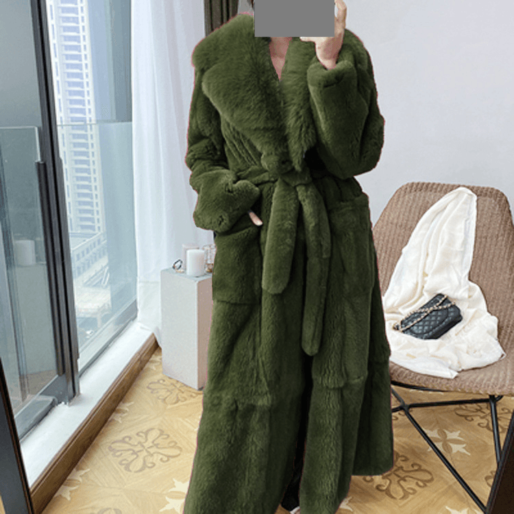 Women's Clothing New Fur Jacket Women's Medium Long Coat Fashionable Temperament Loose Large Size Covers Tummy Trend