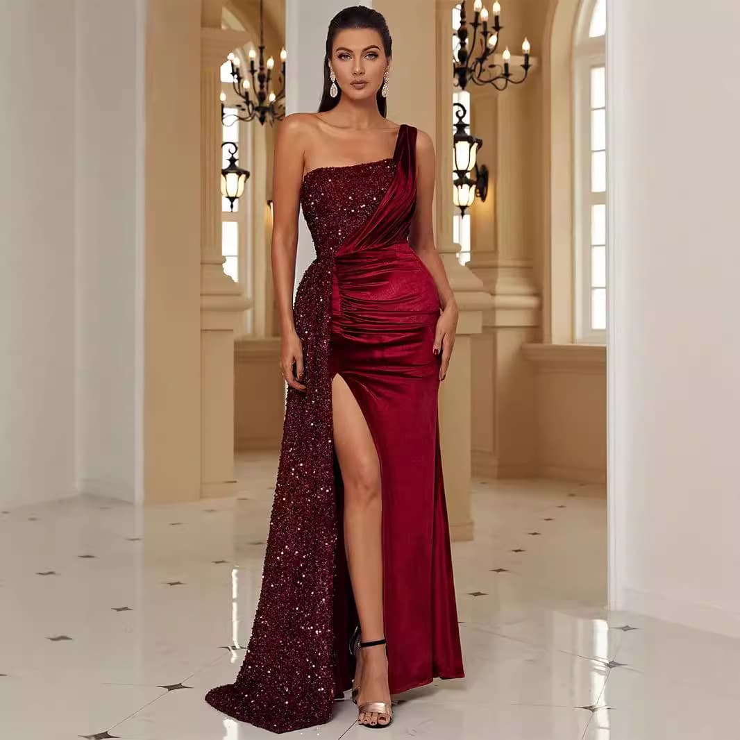 Women's Clothing light luxury fishtail high end banquet temperament host single strapless dress