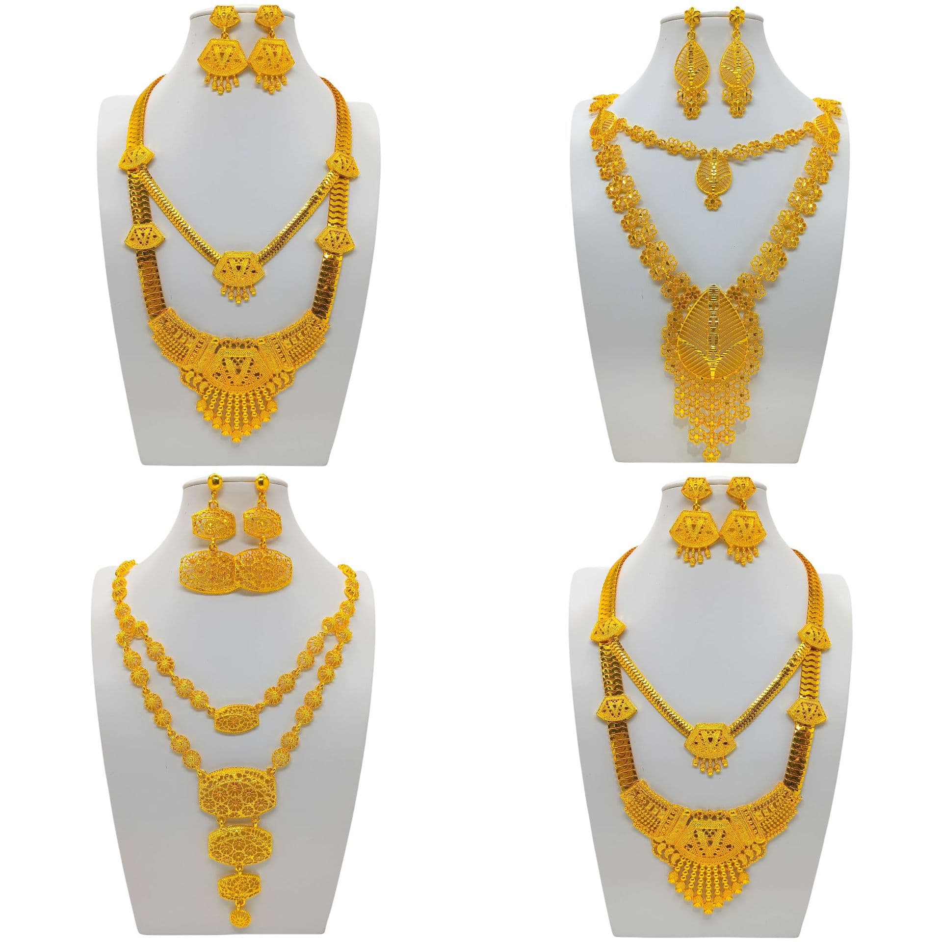 Alloy Dubai Jewelry Necklace Earrings Indian Bride Wedding Two Piece Set