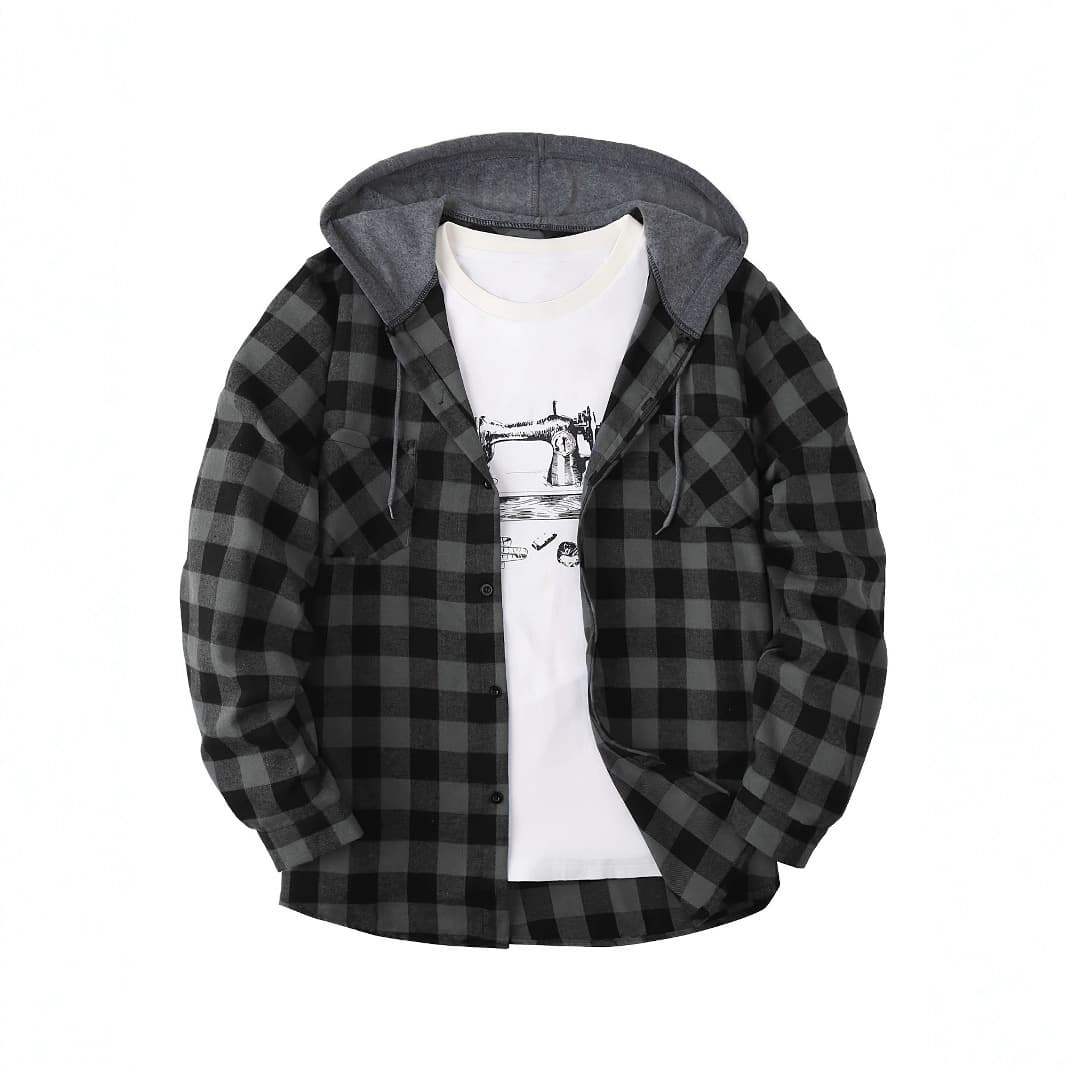 Sweat à capuche tendance à carreaux pour hommes, style New York, en flanelle
