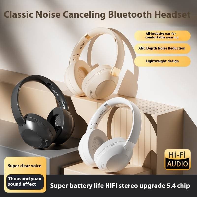Rotatable Over-Ear Bluetooth Headphones With Noise Cancellation 50h Playtime Hi-Fi Sound For Music/Gaming Foldable Wireless Headset