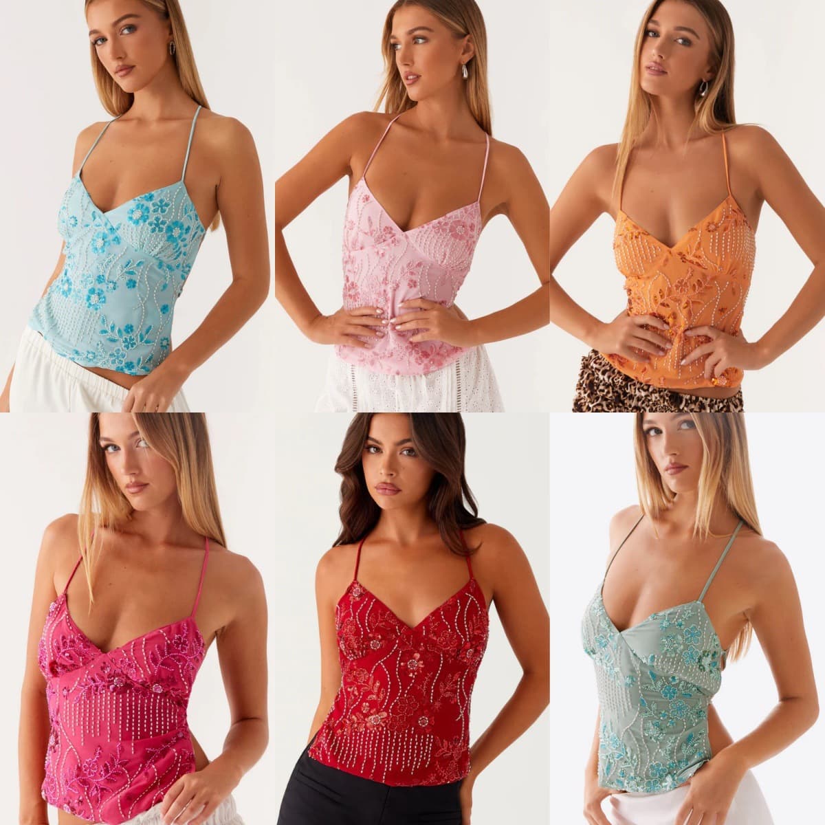 2026 New Summer Cross-Border European And American Women's Fashion Bright Embroidered Slim Vest Sexy Hot Girl