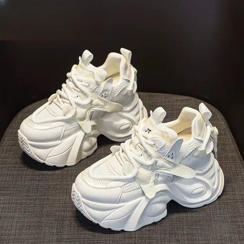 Women's Mesh Sports Shoes Thick Bottom Casual Increase Height Indoor Shoes Breathable Comfortable Sneakers