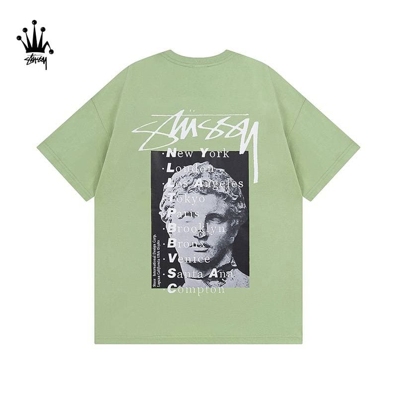 Stussy Sculpture Retro Statue Pattern Printed Pure Cotton Short Sleeved T-shirt