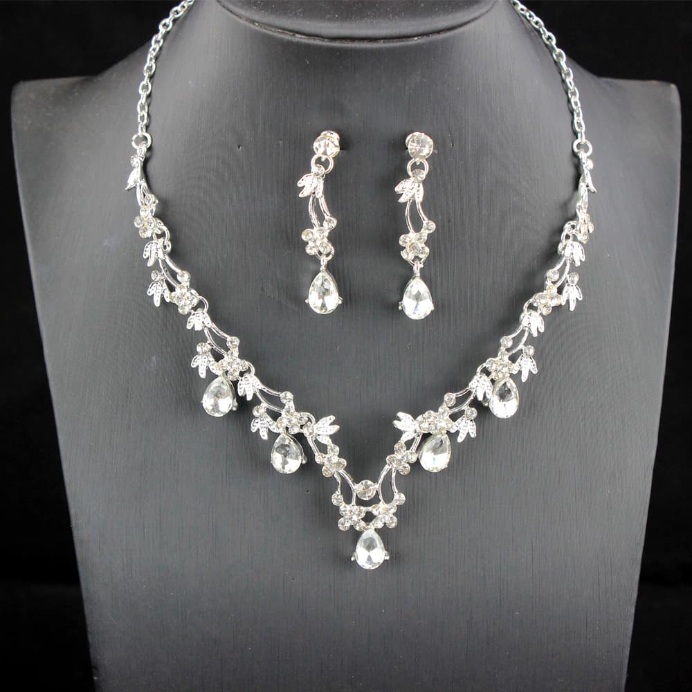 New Style Exquisite Water Drop Shape Bridal Crown Jewelry Korean High-end Necklace Set Wedding Dress Accessories
