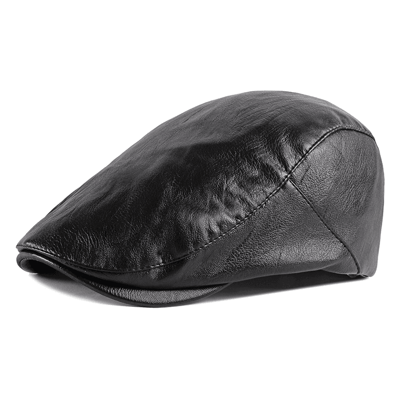 Unisex Women's Beret Women's retro minimalist flat cap Men's pu leather forward hat trend