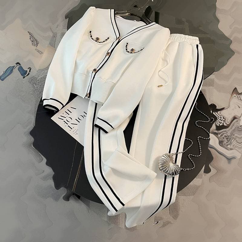 Women's Clothing Autumn And Winter 2024 New Fashion Slim Suit Temperament Waist Casual Straight Trousers Stylish Age Reducing Zipper Top