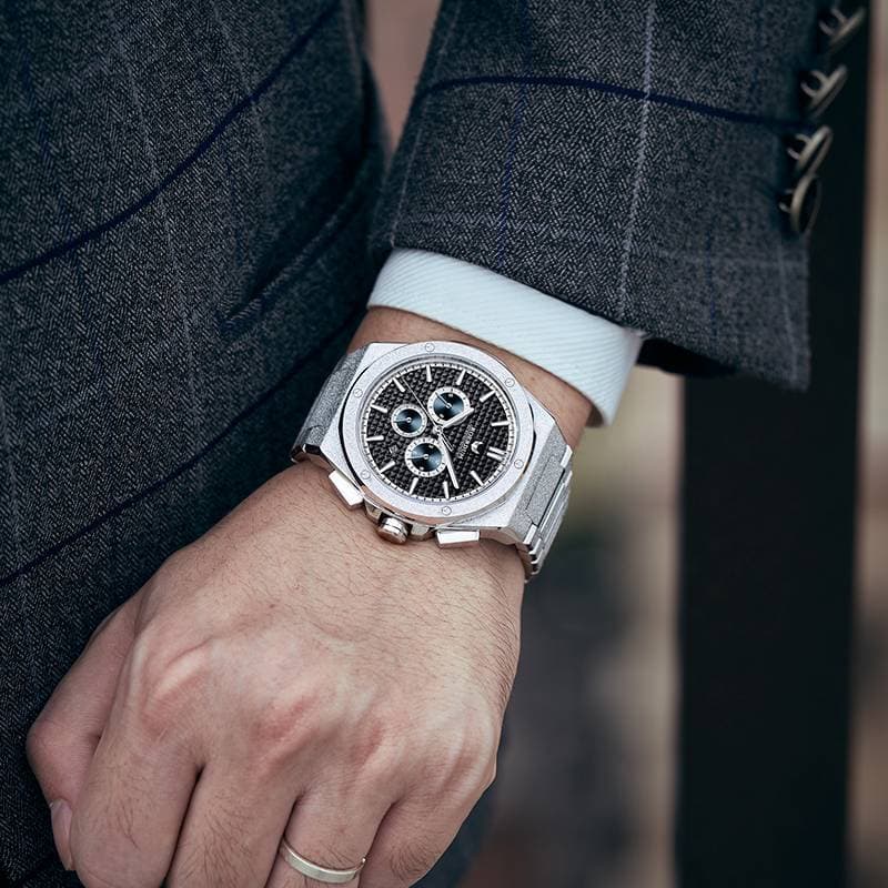 ROERDUM Royal Jazz Series Men's Automatic Watch - Black Luminous Dial, Alloy Metal Bracelet, Self-Winding Mechanical Wristwatch For Stylish Men