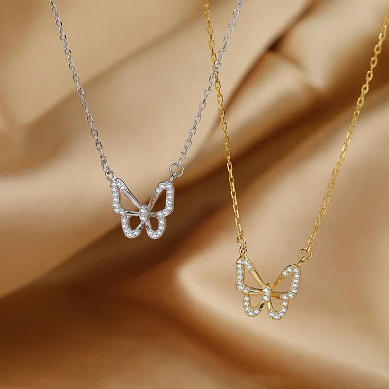 Ready Stock Hollow Butterfly Necklace With Zircon Shining Animal Choker Party Gift For Ladies 2024 Fashion Jewelry