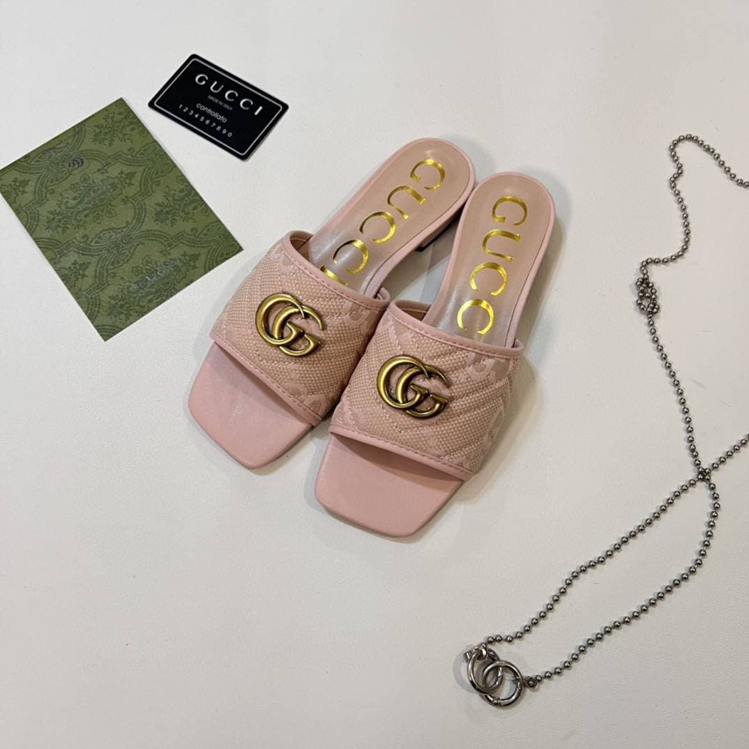 Sandales plates pour femmes de marque de luxe GG, à la mode et authentiques, chaussures plates décontractées, pantoufles de maison et d'extérieur