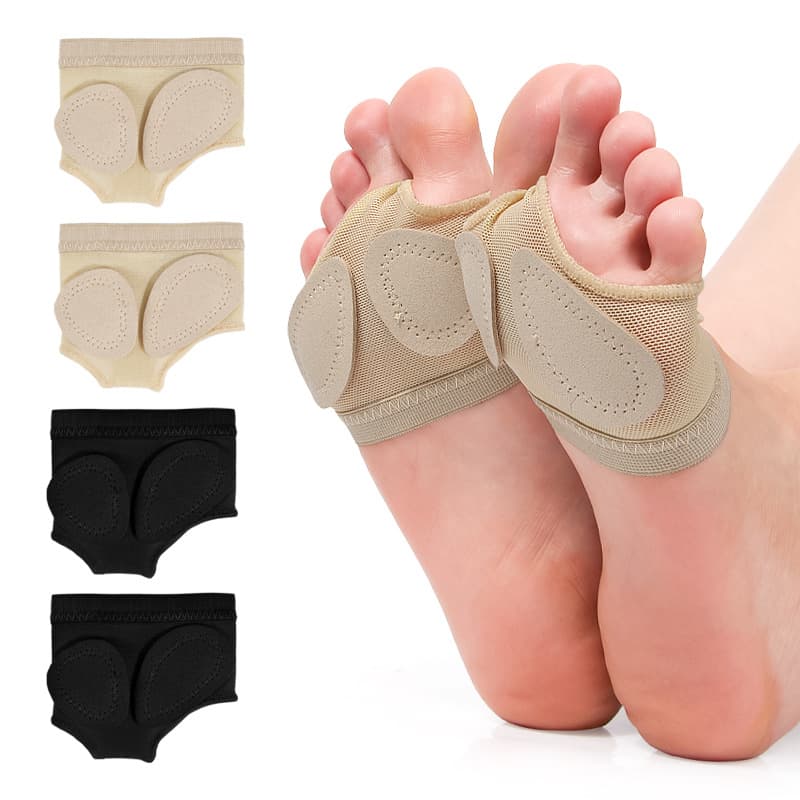 Women's Forefoot Pads For Dance & Daily Wear – Non-Slip Ballet/Latin Practice Socks (Black, Nude) – XS To XL For Shoes/Boots