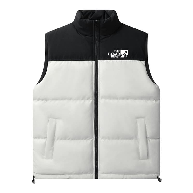 Men's Clothing Style Down Cotton Vest For Men In Autumn And Winter, Enlarged And Thickened, Warm And Stand Up Collar Jacket With Letter Print