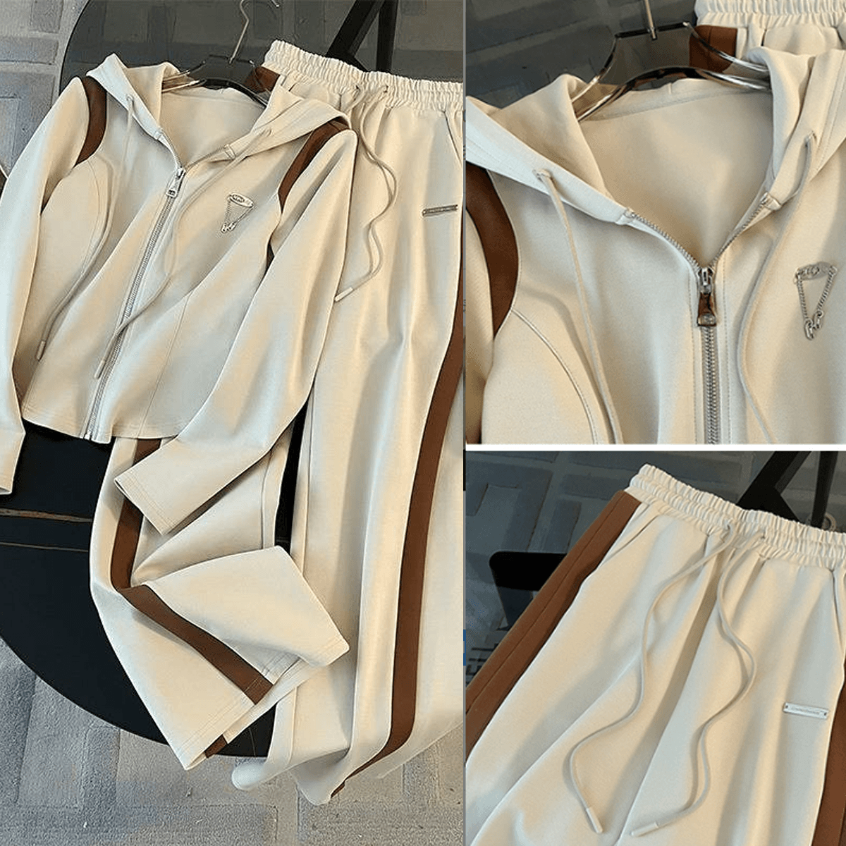 Women’s Clothing Women's Autumn Niche Leisure Sports Suits Slim Fit Hooded Zipper Jacket Wide Leg Pants Two Piece Suit Trendy