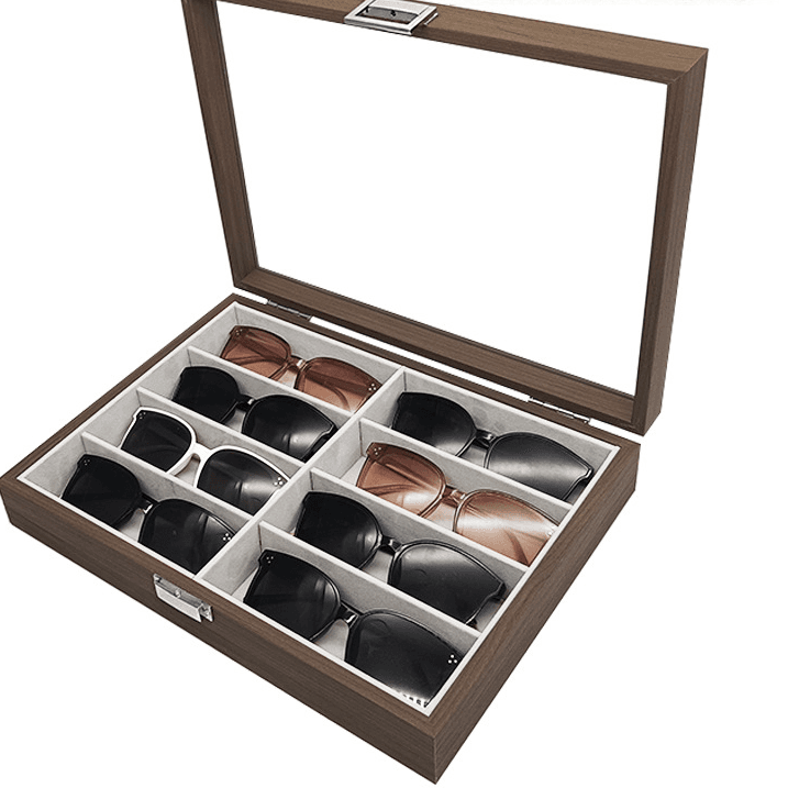 Black Walnut Wood 8 Bit Glasses Storage Box 8 Pack Sunglasses Storage Display Box