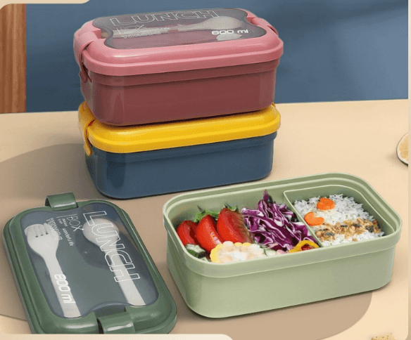 Morandi Student Office Lunch Box Microwave Sealed Preservation Box Divided Spoon Lunch Box