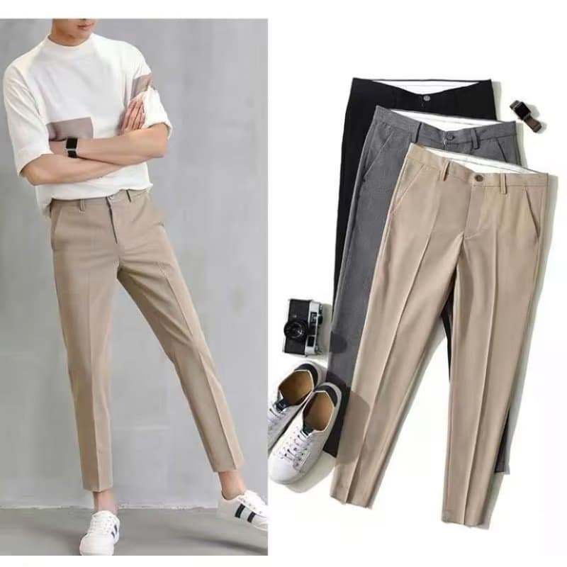 Men's Clothing Slim Fit Trousers Straight Nine Point Suit Trousers Business Casual Trousers Handsome