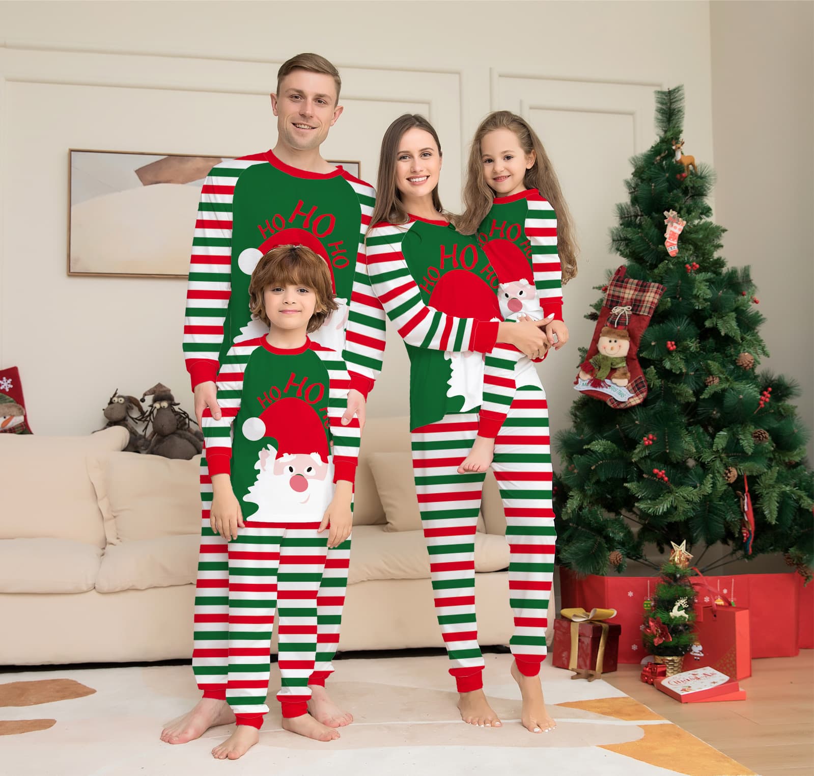 Christmas Family dress letter stripes Christmas family dress printed home dress pajamas