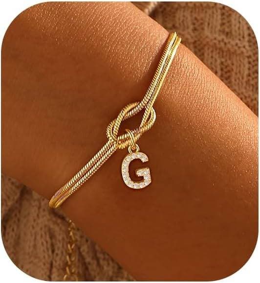 Bracelet en zircon avec 26 lettres, tendance, nœud concentrique, rond, en os de serpent, pour couple, amitié, bijoux de main