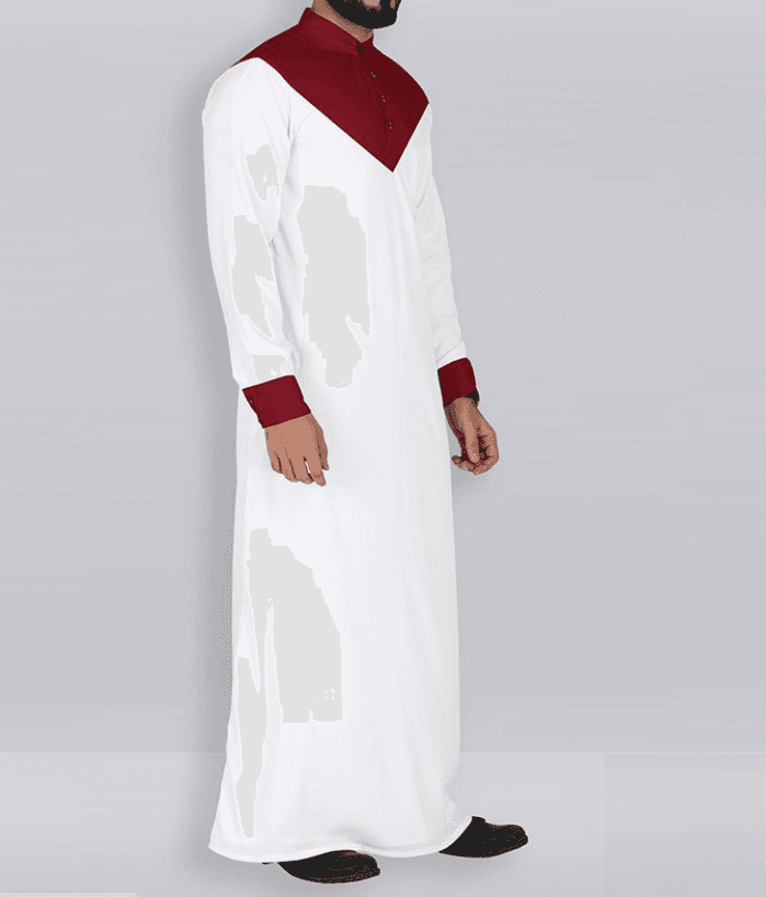 Men's Collar Long Sleeve Button Decoration Color Block Design Knitted Robe Lengthened Men's Robe