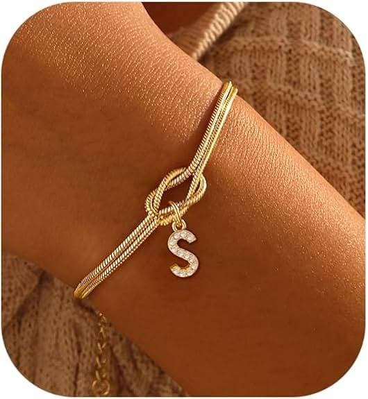 Bracelet en zircon avec 26 lettres, tendance, nœud concentrique, rond, en os de serpent, pour couple, amitié, bijoux de main