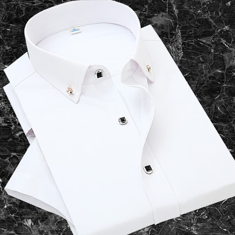 Men's Clothing 2024 summer new men's thin short-sleeved shirt solid color slim men's shirt casual business professional shirt