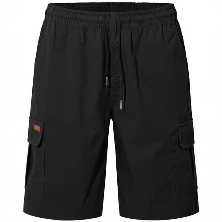 Men's Solid Color Summer Shorts Loose Fit Multi Pocket Quick Drying Breathable Casual Work Pants mid Waist Drawstring