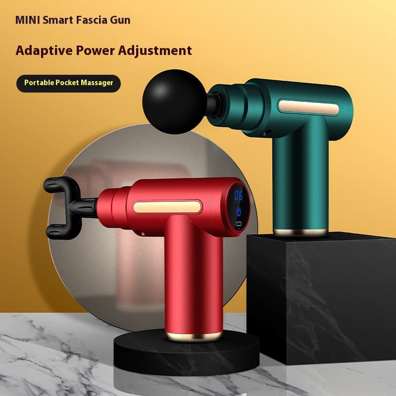 Mini Muscle Massager Gun – 5-Speed Deep Tissue Percussion With LCD Screen, 4 Interchangeable Heads, Ultra-Quiet Under 70dB
