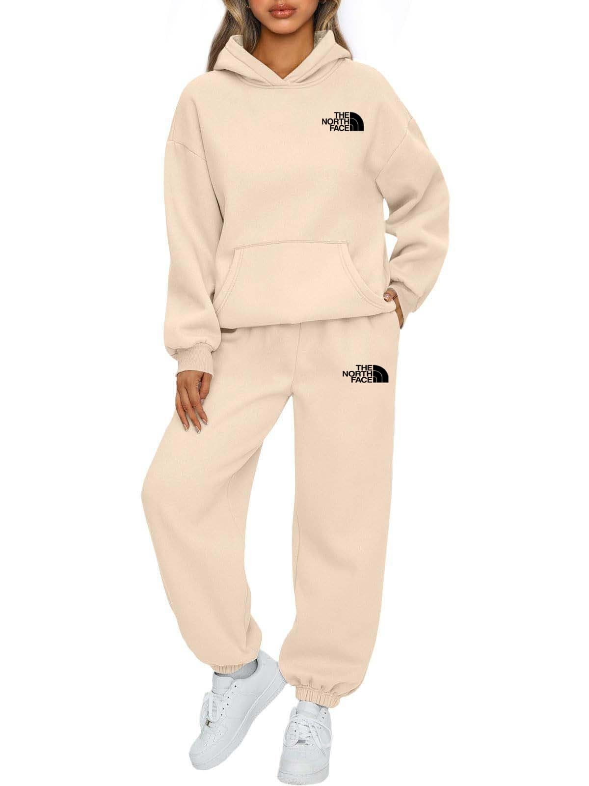 Ensemble deux pièces THE NORTH FACE pour femme : sweat-shirt à capuche ample, pantalon de jogging à manches longues, tenue de sport quotidienne