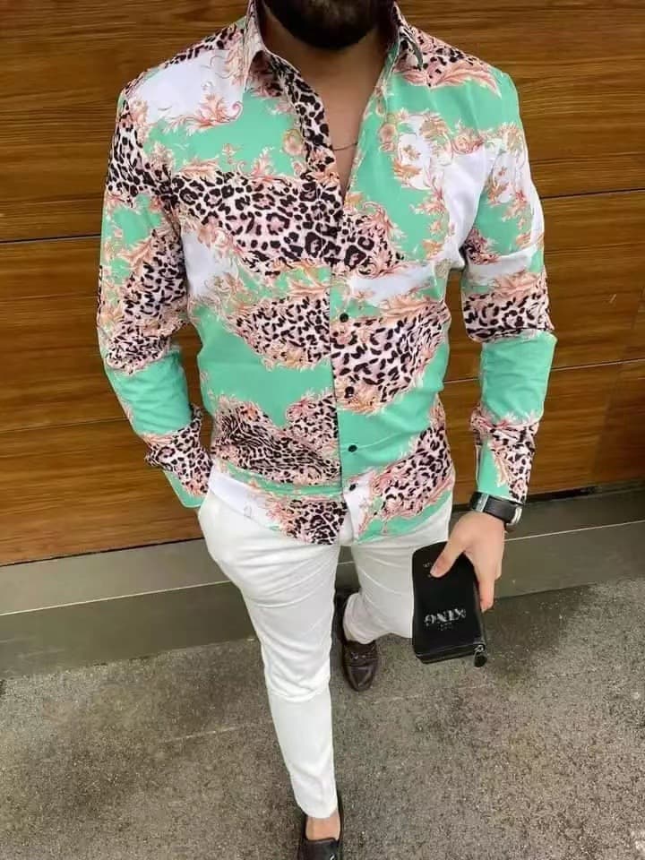 Chemise cintrée imprimée à manches longues pour hommes, nouvelle tendance de la mode 2023
