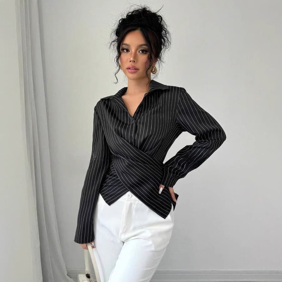 Women’s Clothing New Spring Sexy Fashion Elegant Long Sleeved Button Women's Shirt Tops