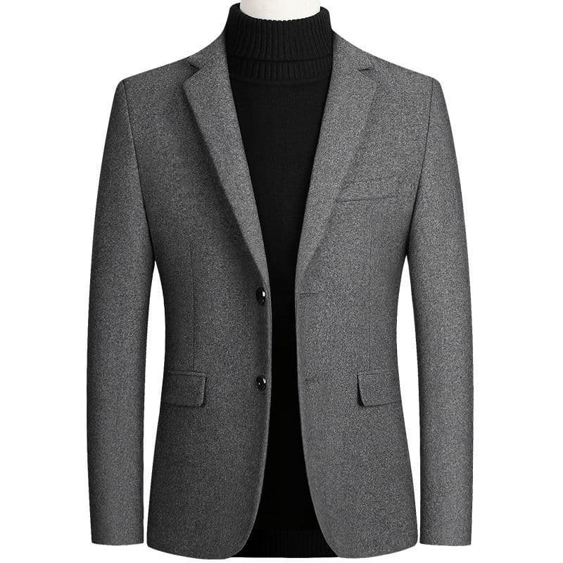 Men's wool coat slim trench coat thickened men's solid color coat suit
